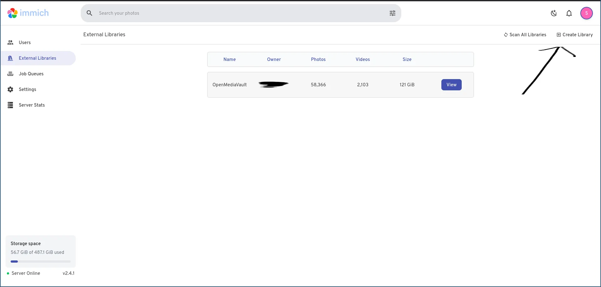 Create Library Button